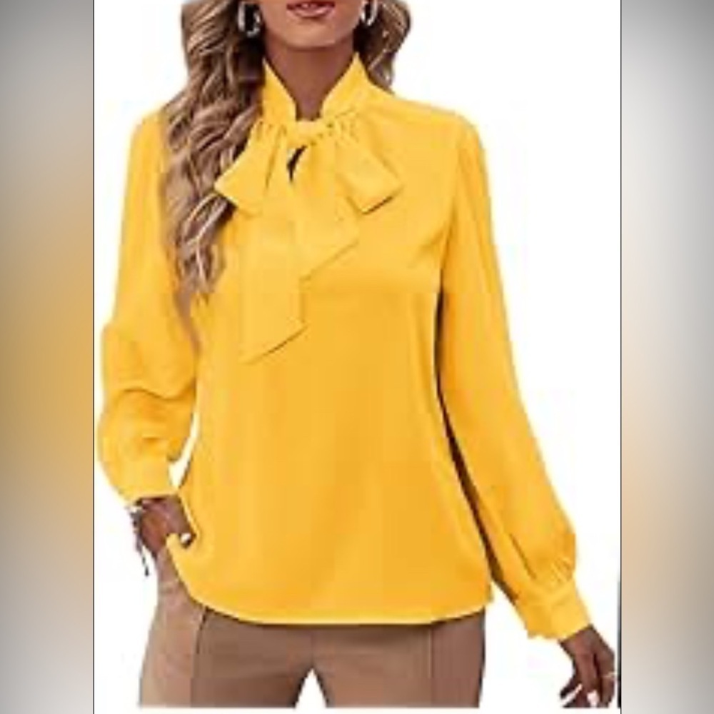 Zanzea Women's Bow Tie Neck Long Sleeve Buttton Cuff Chiffon Elegant Blouse